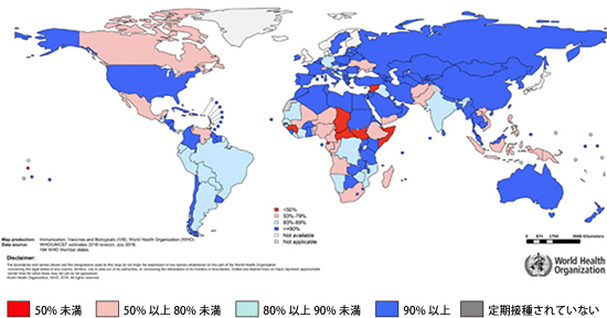 WHO　世界のB型肝炎ワクチン接種