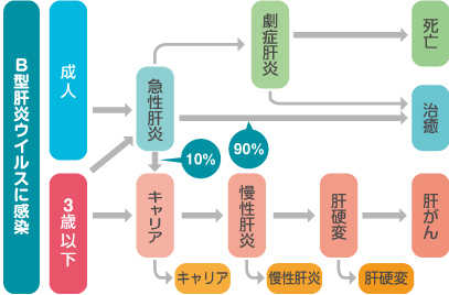 感染年齢によるB型肝炎の経過の違い